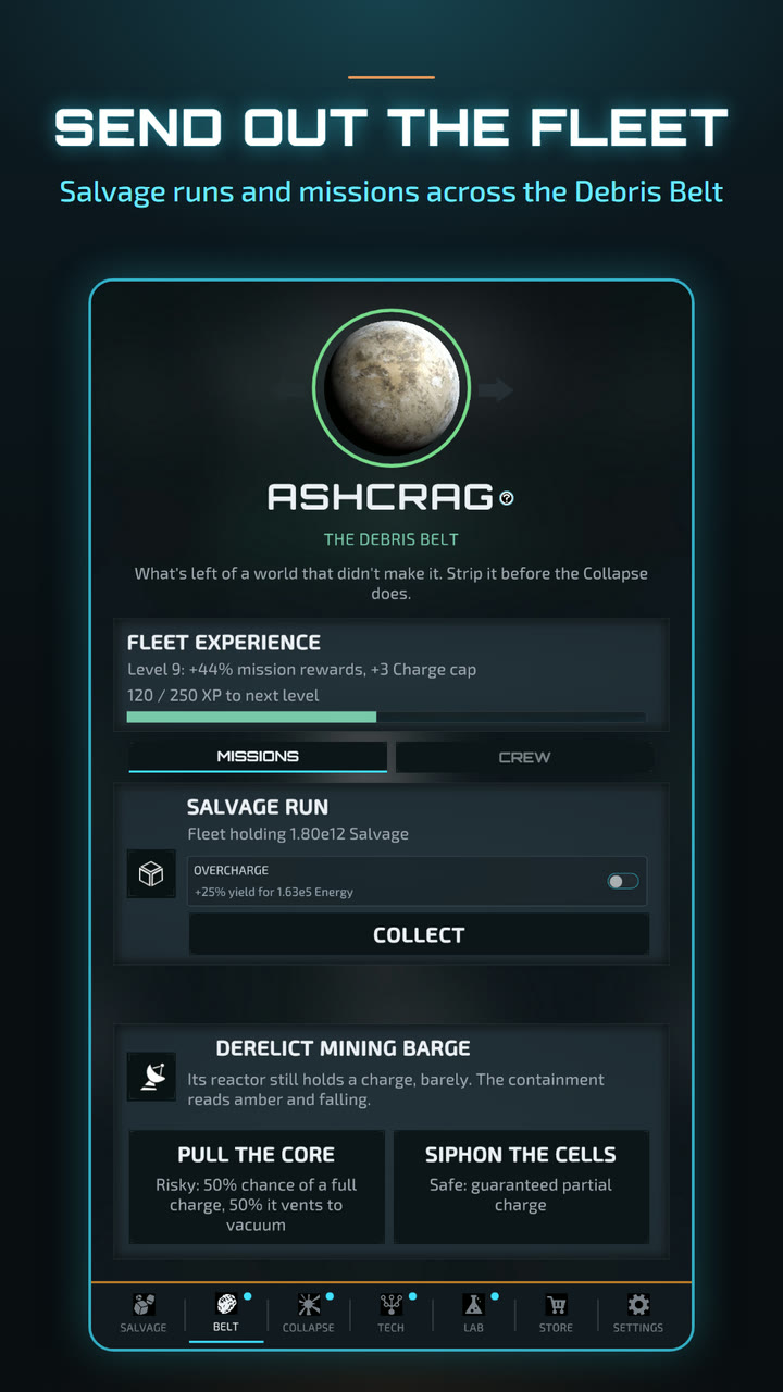 Send out the fleet: salvage runs and missions across the Debris Belt